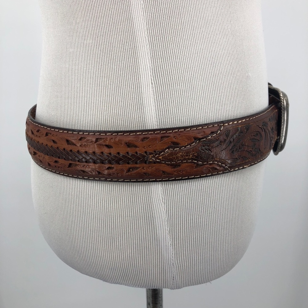 Boho Western Belt Brown Tooled Leather Resistol View 4